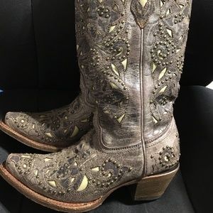 Corral Studded Bone Inlay Crater Cowgirl Boots